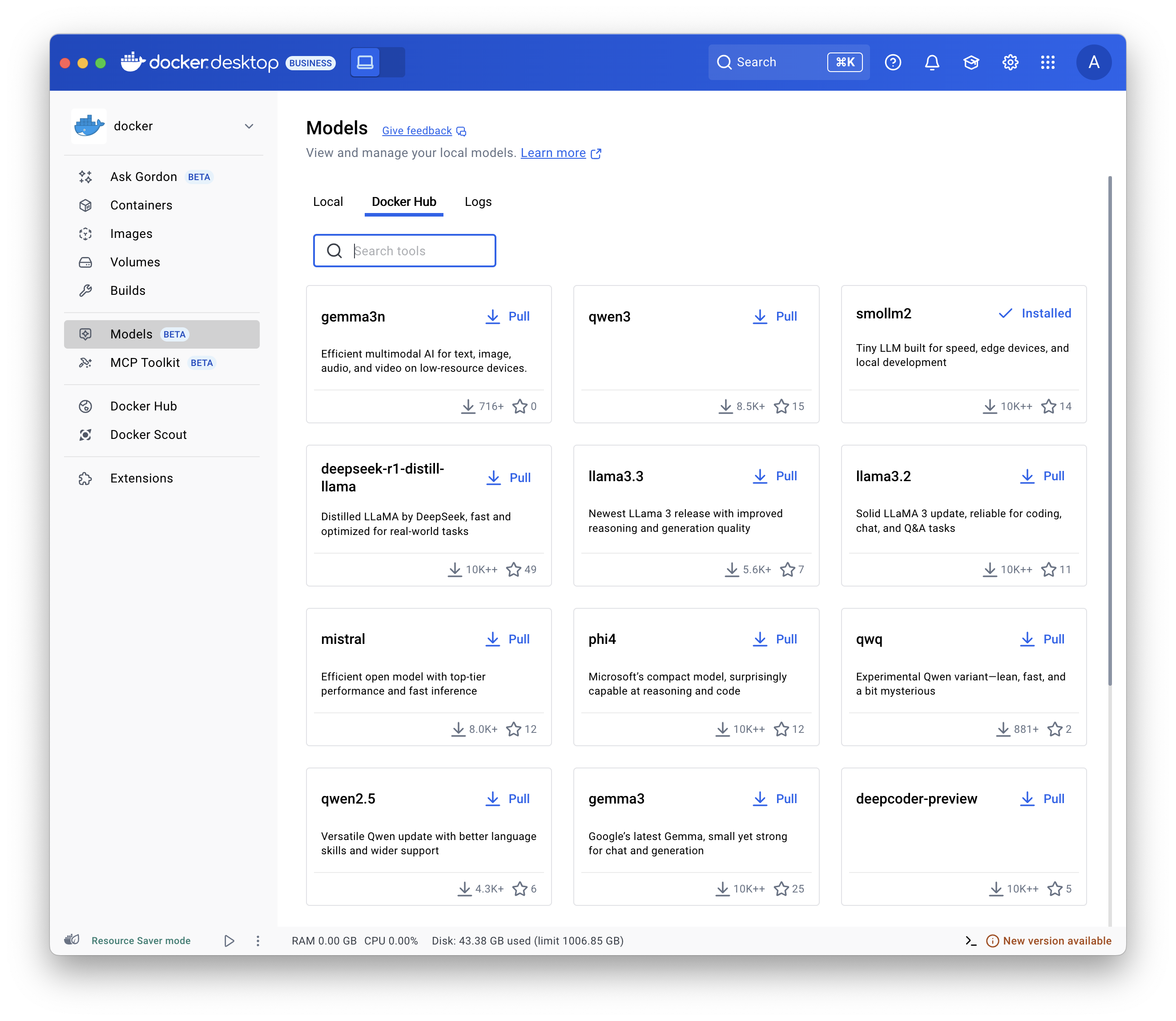 展示 Docker Hub 视图的截图。