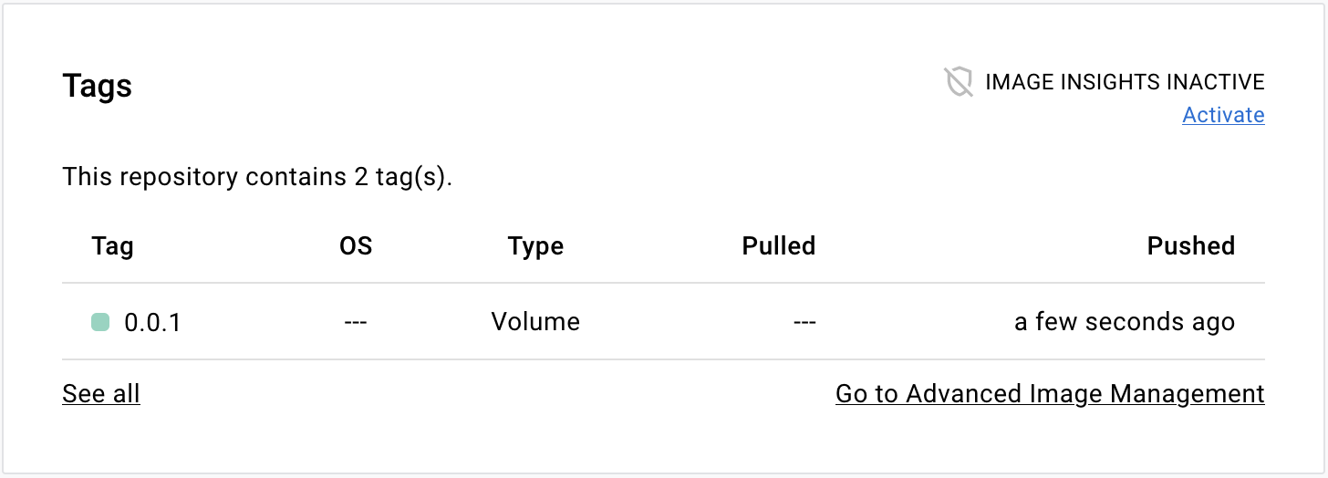仓库页面显示标签列表中的一个卷