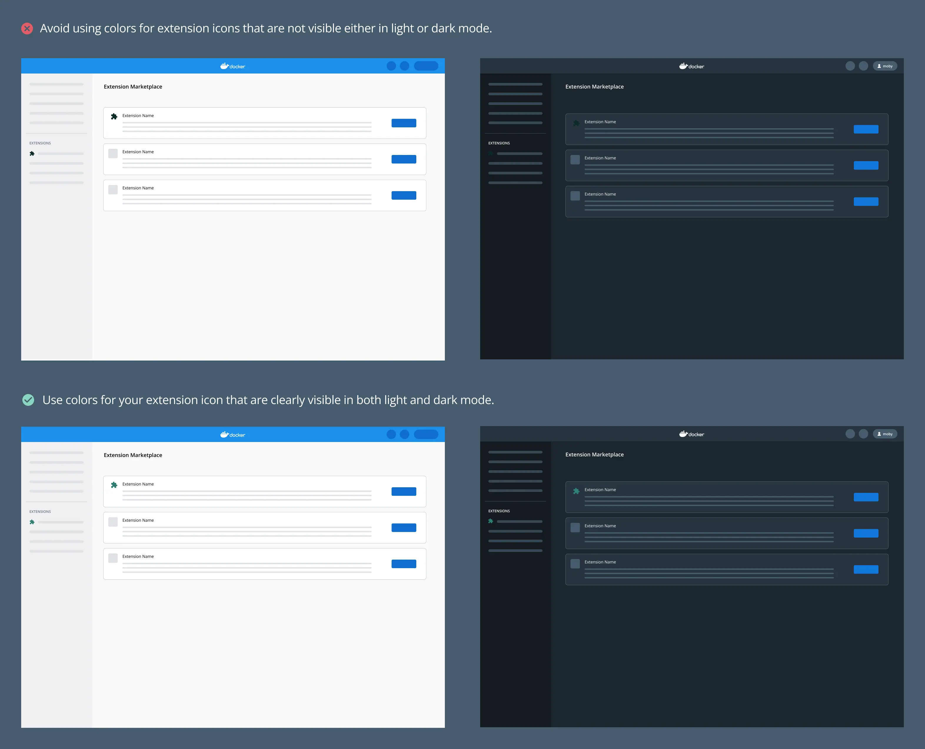 浅色和深色模式下的图标颜色