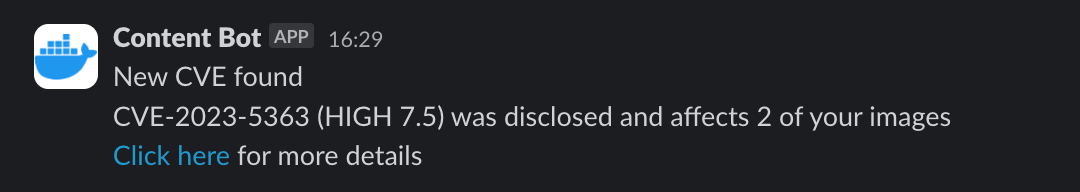 来自 Docker Scout 的 Slack 通知