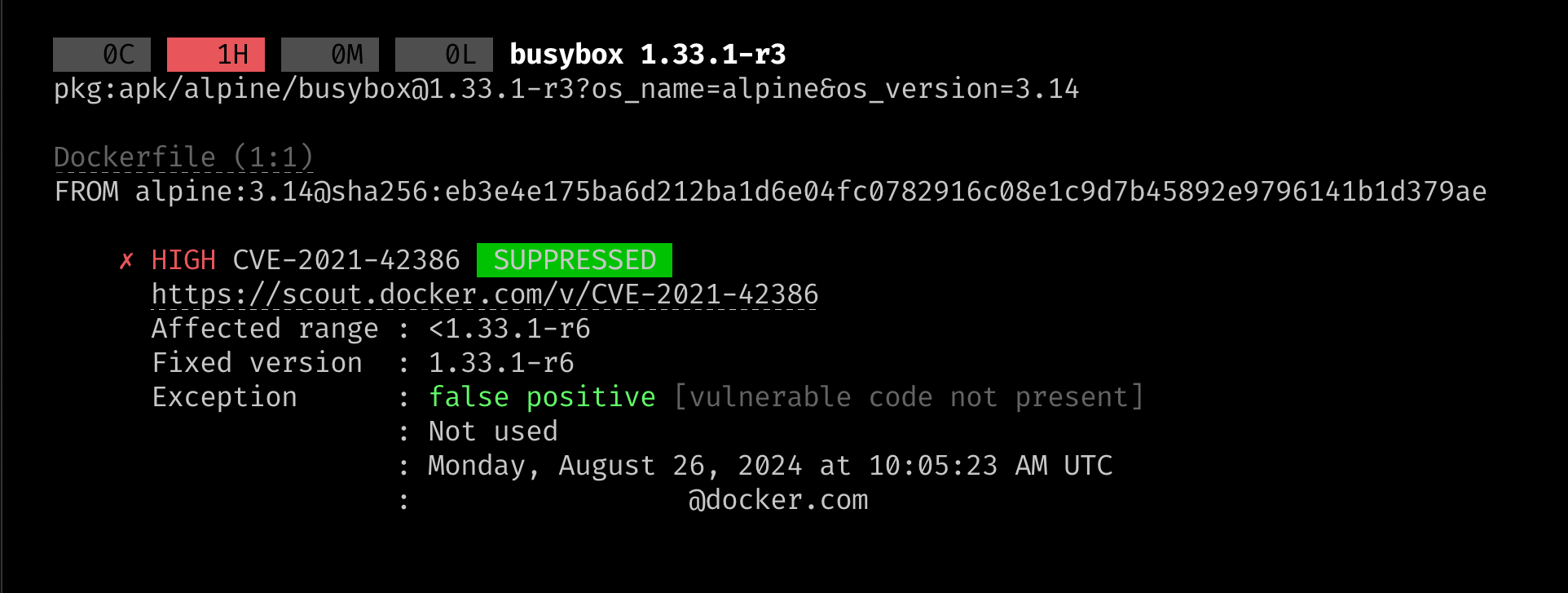 CLI 输出中的 SUPPRESSED 标签